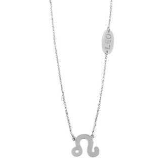 Rhodium Plated Sterling Silver Leo Zodiac Necklace (18 inch): Pendant Necklaces: Jewelry