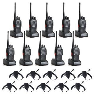 Baofeng BF 888S UHF 400 470MHz 16CH CTCSS/DCS With Earpiece Handheld Amateur Radio Transceiver Walkie Talkie Two Way Radio Long Range Black 10 Pack and Retevis Speaker Microphone 10 Pack High Quality!!! : Frs Two Way Radios : Car Electronics