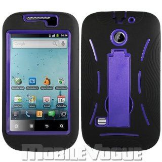 Huawei Ascend II/M865 Black/Purple Combo Silicone Case + Hard Cover + Kickstand Hybrid Case For Cricket/U.S. Cellular: Cell Phones & Accessories