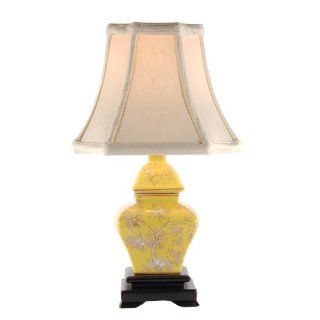 Small Yellow Square Porcelain Accent Table Lamp    