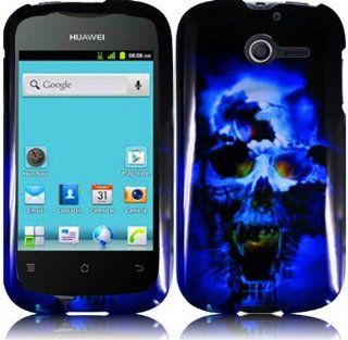 Huawei Ascend Y M866 ( Straight Talk , Net10 , Tracfone , US Cellular ) Phone Case Accessory Icey Skull Hard Snap On Cover with Free Gift Aplus Pouch: Cell Phones & Accessories
