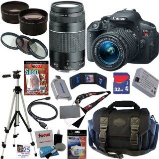 Canon EOS Rebel T5i 18.0 MP CMOS Digital Camera with EF S 18 55mm f/3.5 5.6 IS STM Zoom Lens + EF 75 300mm f/4 5.6 III Telephoto Zoom Lens + Telephoto & Wide Angle Lenses + 12pc Bundle 32GB Deluxe Accessory Kit : Digital Slr Camera Bundles : Camera &am