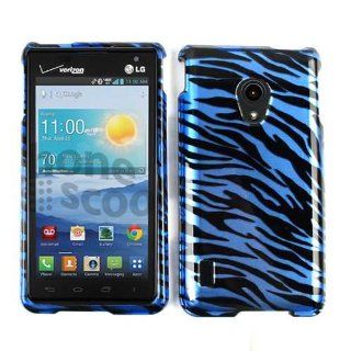 ACCESSORY HARD SNAP ON CASE COVER FOR LG LUCID 2 VS870 GLOSS BLUE BLACK ZEBRA Cell Phones & Accessories