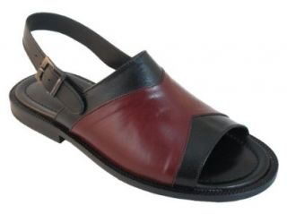Men's Davinci Italian Leather Open Toe Sandals 871 Black Shoes