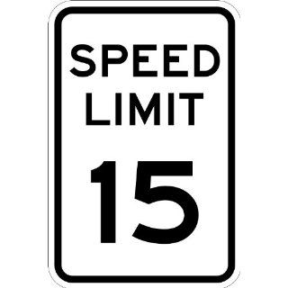 SmartSign MUTCD # R2 1 15 3M High Intensity Grade Reflective Sign, Legend "Speed Limit 15", 18" high x 12" wide, Black on White Industrial Warning Signs