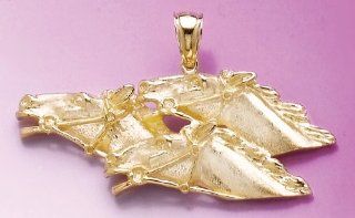 Gold Animal Charm Pendant Triple Horse Head Pendant Satin & 2 D: Million Charms: Jewelry