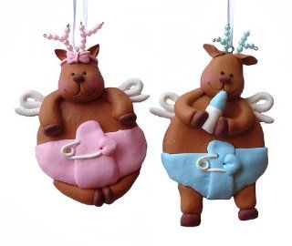 Pack Of 12 Baby Boy & Girl Angel Reindeer Christmas Ornaments  Baby Keepsake Products  Baby
