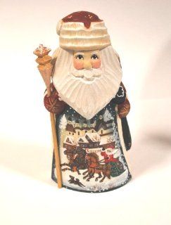 Authentic Russian Hand Ctafted & Hand Painted Wooden Santa Artist Signed Christmas Unique Gift: Toys & Games