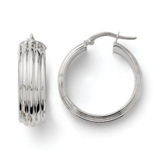 Leslies 14k White Gold Polished Hoop Earrings: Jewelry