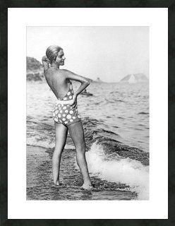 "Woman in Bathing Suit, California" Vintage era photo, deluxe quality digital matte finish print, museum framed & matted 24"x30" : Everything Else