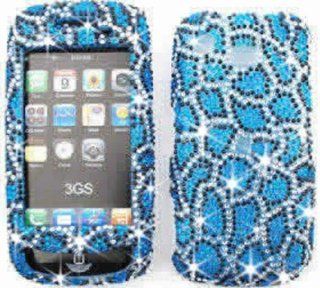 Samsung Impression A877 Full Diamond Crystal, Blue Leopard Print Full Rhinestones/Diamond/Bling   Hard Case/Cover/Faceplate/Snap On/Housing: Cell Phones & Accessories