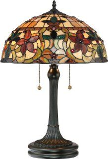Quoizel TF878T Kami 2 Light Tiffany Table Lamp, Vintage Bronze Finish    