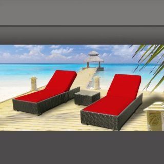 Luxxella Outdoor Patio Wicker Furniture 3 Pc Chaise Lounge Set RED : Outdoor And Patio Furniture Sets : Patio, Lawn & Garden