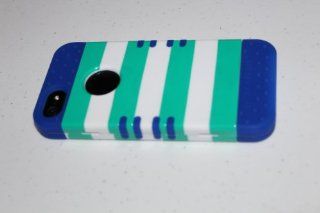Apple iPhone 5 Rocker Series Case Dark Blue Skin with White/Green Candy Snap On Cell Phones & Accessories