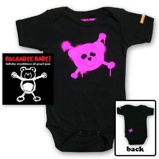 Rockabye Baby Lullaby Renditions of Pearl Jam + Rockabye Baby 100% Organic Cotton Onesie (Pink) Music