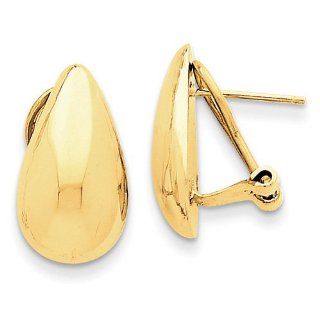 14k Yellow Gold Polished Teardrop Omega Back Post Earrings. Metal Wt  3.95g: Jewelry