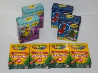 4 Piece Set Crayola Imagination Crayon Tin Boxes 2 Space Tins 2 Sea Tins Each with Its Own 24 Ct Crayon Box Toys & Games