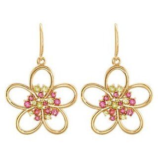 14K White Floral Design Earrings Completely Set 85407: Jewelry