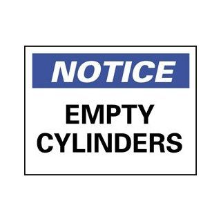 NMC N24PB OSHA Sign, Legend "NOTICE   EMPTY CYLINDERS", 14" Length x 10" Height, Pressure Sensitive Vinyl, Black/Blue on White: Industrial Warning Signs: Industrial & Scientific