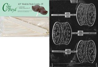 Cybrtrayd 45St25 K028 Cake Lolly Kids Chocolate Candy Mold with 25 Cybrtrayd 4.5 Inch Lollipop Sticks: Candy Making Molds: Kitchen & Dining