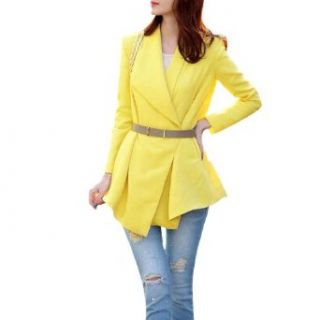 Allegra K Ladies Front Opening Long Sleeve Elegant Spring Blazer Coat Yellow XS at  Womens Clothing store: Blazers And Sports Jackets