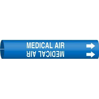 Brady 4096 G Brady Strap On Pipe Marker, B 915, White On Blue Printed Plastic Sheet, Legend "Medical Air": Industrial Pipe Markers: Industrial & Scientific