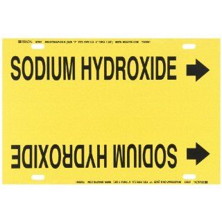 Brady 4275 F Brady Strap On Pipe Marker, B 915, Black On Yellow Printed Plastic Sheet, Legend "Sodium Hydroxide": Industrial Pipe Markers: Industrial & Scientific