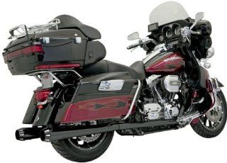 Bassani Manufacturing +P Stepped True Duals Exhaust System   Black with Black Fluted End Caps , Color: Black 1F46RB: Automotive