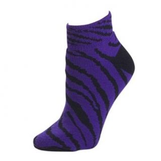 Pizzazz Girls Size 12 5 Purple Zebra Stripe Anklet Socks Cheer Dance: Clothing