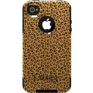 CUSTOM OtterBox Commuter Series Case for iPhone 4 or 4S   Brown Beige Tan Cheetah Skin Spots Print Pattern: Cell Phones & Accessories