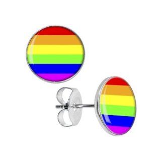 Gay Rainbow Sisters Emporium Gay Pride Stud Earrings Stainless Steel: Jewelry
