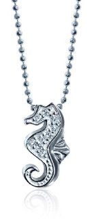 Alex Woo "Little Seasons" Diamond and 14kt White Gold Seahorse Pendant Necklace: Jewelry