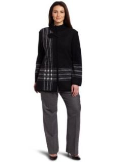 Pendleton Women's Stadium Sweater Coat, Black/Ivory, 1x at  Womens Clothing store