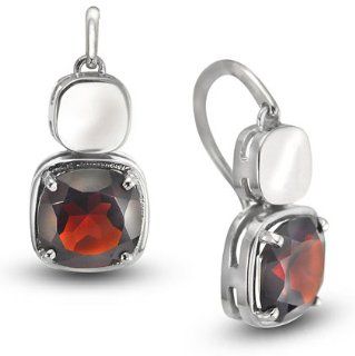 CleverEve Luxury Series Sterling Silver Rhodium Plated Frenchwire Earrings w/ Natural Genuine Garnet Stones 8.49 ct tw: CleverEve: Jewelry