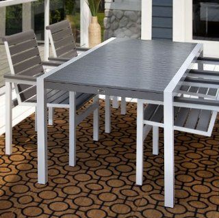 Mod Dining Table Frame Finish: Textured White, Top Color: Teak : Patio Dining Tables : Patio, Lawn & Garden