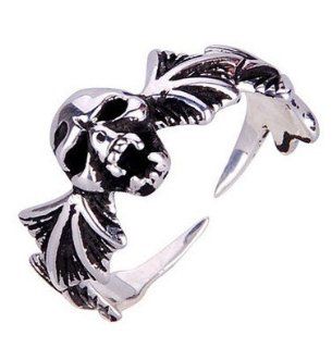 HSG Retro Skull Flying Tail Ring 925 Sterling Silver Adjustable: Jewelry
