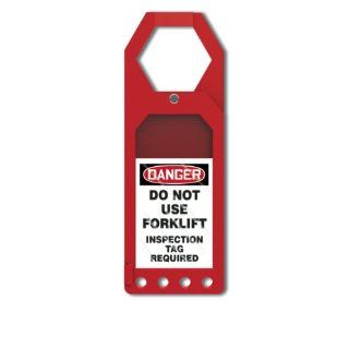 Accuform Signs TSS904 Plastic Secure Status Tag Holder, Legend "DANGER DO NOT USE FORKLIFT INSPECTION TAG REQUIRED", 3 1/2" Width x 10" Height x 3/8" Depth, White/Black on Red Lockout Tagout Locks And Tags Industrial & Scient