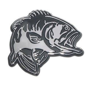 Bass Fish "Large Mouth Bass Fishing Emblem" Chrome Plated Premium Metal Car Truck Motorcycle Emblem: Automotive