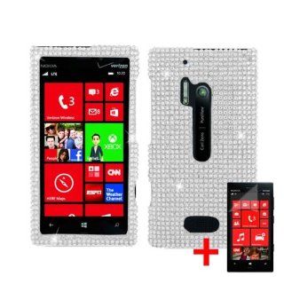 NOKIA LUMIA 928 SILVER DIAMOND BLING COVER SNAP ON HARD CASE +FREE SCREEN PROTECTOR from [ACCESSORY ARENA]: Cell Phones & Accessories
