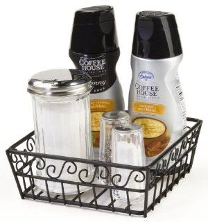 Set of 6, Square Wire Baskets with Decorative Scroll Design, Open Style Design, 7 x 2 1/2 x 7 Inch, Steel, Black Kitchen & Dining