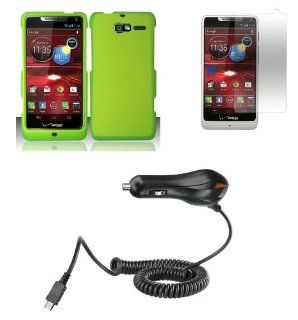 Motorola Droid Razr M XT907 (Verizon) Premium Combo Pack   Neon Green Hard Shield Case + Atom LED Keychain + Screen Protector + Micro USB Car Charger: Cell Phones & Accessories