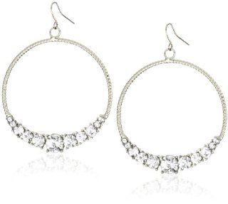 Leslie Danzis Silver Forward Facing Hoop Earrings: Jewelry