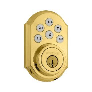 Kwikset 909 SmartCode Electronic Deadbolt featuring SmartKey in Lifetime Polished Brass   Door Dead Bolts  