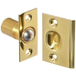 Rockwood 911.3 Brass Adjustable Ball Catch with Wide Strike Square Corners, 1" Width x 2 1/8" Height, Polished Clear Coated Finish Hardware Catches