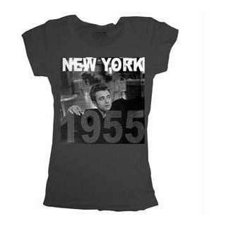 James Dean New York 1955 Washed Black Juniors T shirt Tee: Clothing