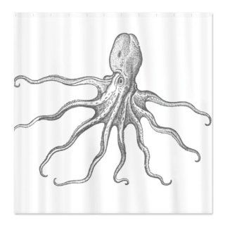 CafePress Vintage Octopus Shower Curtain   Standard White  