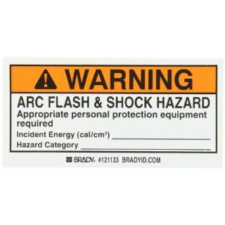 Brady 114172 2" Height, 4" Width, B 933 Vinyl Black And Orange On White Color Arc Flash And Shock Labels (Pack Of 10): Industrial Warning Signs: Industrial & Scientific