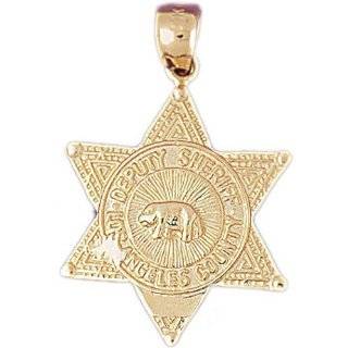 14K Yellow Gold Los Angeles Deputy Sheriff Pendant: Jewelry
