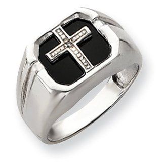 14k White Gold Mens Cross Ring Mounting   Base Only, No Stones: Jewelry