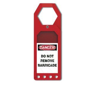 Accuform Signs TSS914 Plastic Secure Status Tag Holder, Legend "DANGER DO NOT REMOVE BARRICADE", 3 1/2" Width x 10" Height x 3/8" Depth, White/Black on Red: Lockout Tagout Locks And Tags: Industrial & Scientific